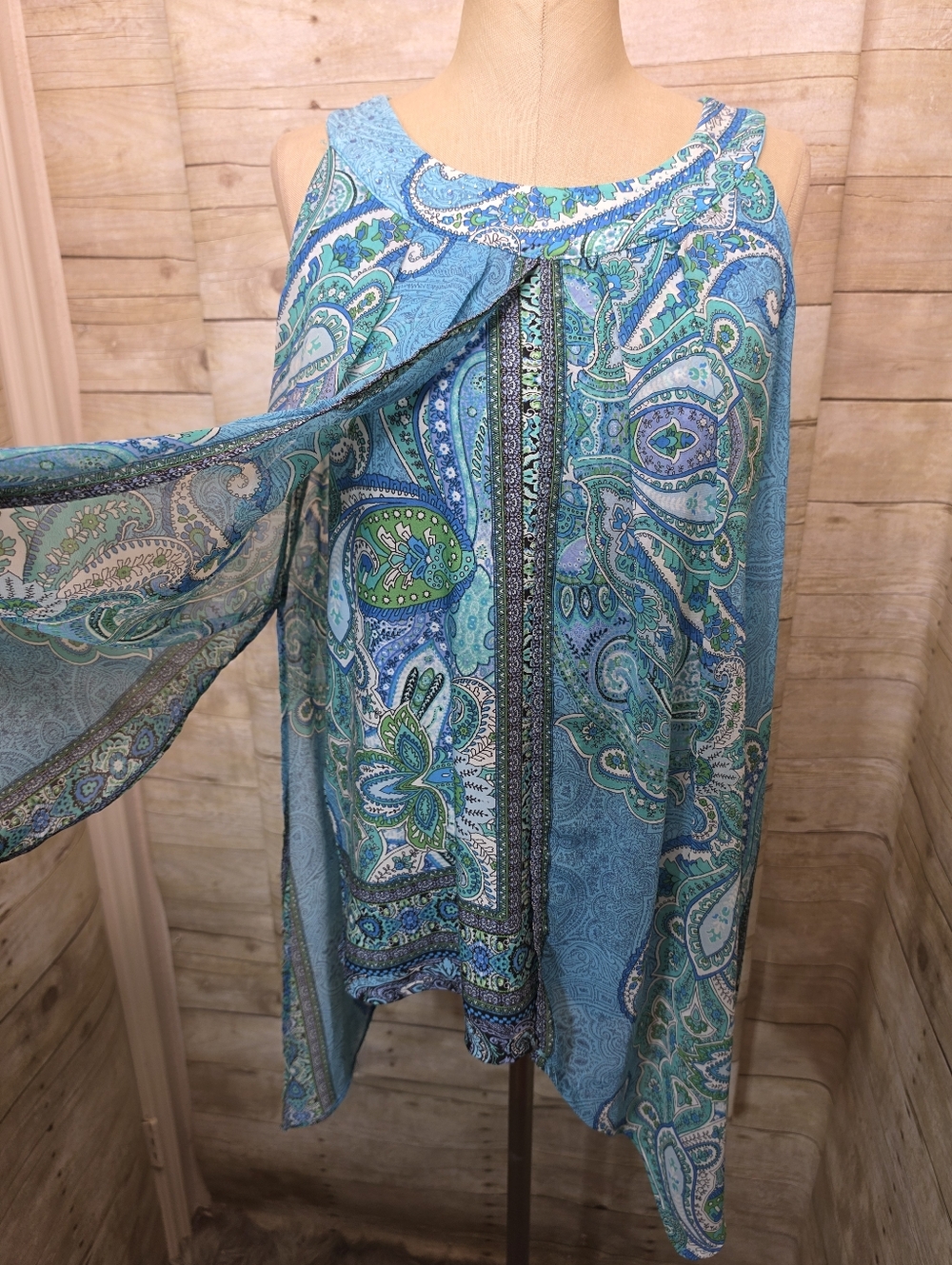 Aqua Paisley Sleeveless Swing Tunic